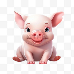 小猪数字图片_小猪粉色动物元素立体免扣图案