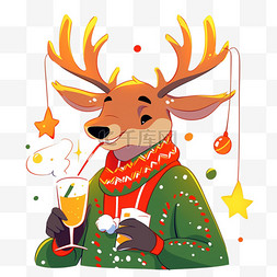 鹿触角图片_圣诞节手绘元素圣诞鹿卡通