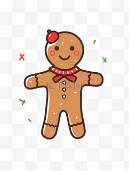 饼干姜饼人饼干图片_圣诞节手绘元素装饰姜饼人卡通