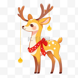 一个白色星星图片_圣诞节元素驯鹿卡通手绘