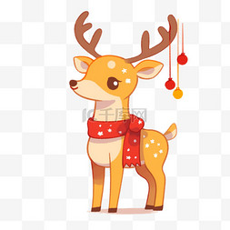 鹿黄色图片_元素圣诞节手绘驯鹿卡通