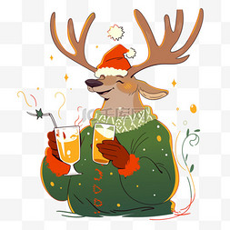 鹿触角图片_圣诞节卡通圣诞鹿手绘元素
