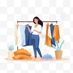 女人在网上商店挑选衣服