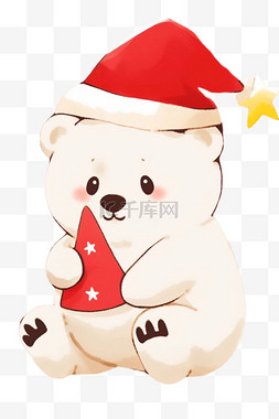 白色线条圣诞树图片_可爱小熊卡通手绘圣诞节元素