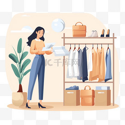女人在网上商店挑选衣服