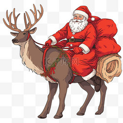 驯鹿背景图片_圣诞老人手绘元素驯鹿卡通