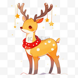 白色麋鹿图片_圣诞节驯鹿卡通手绘元素