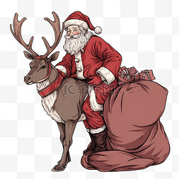 驯鹿背景图片_卡通圣诞老人元素驯鹿手绘