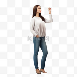 利用某物图片_女人站着，手靠在某物上