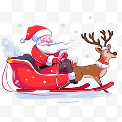 可爱的圣诞鹿图片_圣诞鹿拉车卡通手绘元素圣诞节