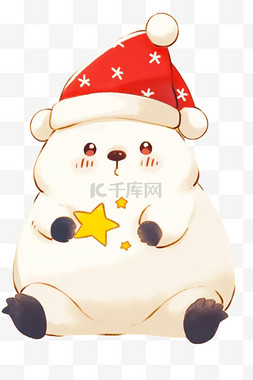 红色圣诞树线条图片_圣诞节可爱小熊手绘元素卡通