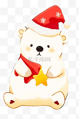 圣诞节可爱小熊手绘元素卡通