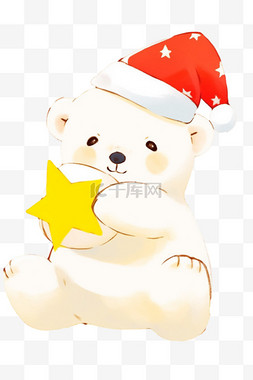 卡通圣诞节元素可爱小熊手绘
