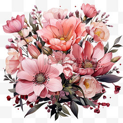 花朵粉色花卉元素立体免扣图案