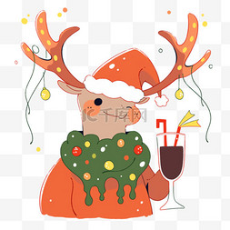 果汁缠绕图片_圣诞节圣诞鹿元素卡通手绘