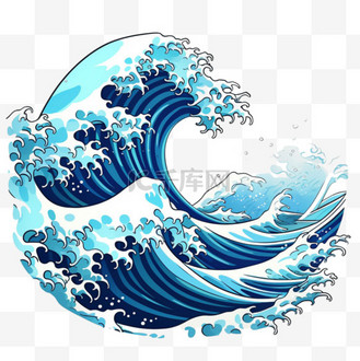 浪花艺术卡通元素立体免扣图案