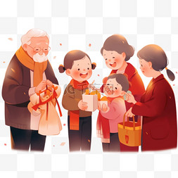 手绘春节装饰图片_新年海报素材装饰元素