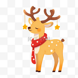 一个白色星星图片_手绘圣诞节驯鹿卡通元素