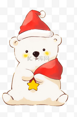 红色圣诞树表情图片_圣诞节手绘元素可爱小熊卡通
