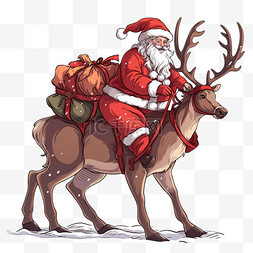 白色驯鹿图片_圣诞老人卡通手绘驯鹿元素