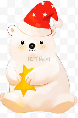 白色线条圣诞树图片_卡通手绘圣诞节可爱小熊元素