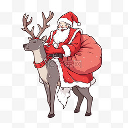 驯鹿背景图片_圣诞老人卡通驯鹿手绘元素