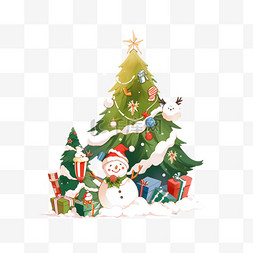 开心铃铛图片_圣诞节圣诞树卡通手绘圣诞老人元