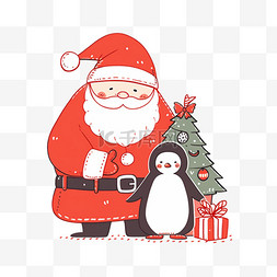 圣诞节圣诞树企鹅元素卡通