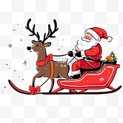 圣诞老人圣诞鹿图片_圣诞鹿圣诞节拉车卡通手绘元素