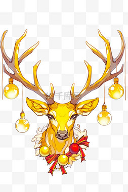 卡通鹿头图片_圣诞麋鹿圣诞节卡通手绘元素