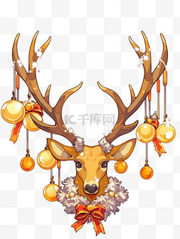 鹿头图片_圣诞节圣诞卡通麋鹿手绘元素