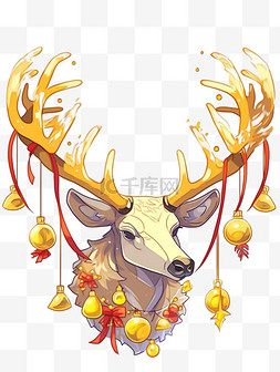 麋鹿背景图片_圣诞节圣诞麋鹿元素卡通手绘