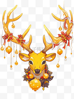 圣诞麋鹿铃铛图片_圣诞麋鹿卡通圣诞节手绘元素
