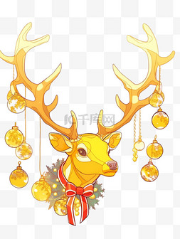 圣诞麋鹿铃铛图片_圣诞节手绘圣诞麋鹿卡通元素