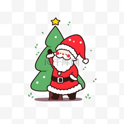 圣诞节绿色帽子图片_圣诞节圣诞老人圣诞树卡通手绘元
