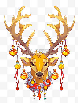 鹿头图片_圣诞节卡通圣诞麋鹿手绘元素