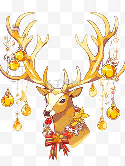 圣诞麋鹿铃铛图片_圣诞节圣诞麋鹿手绘卡通元素