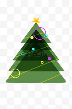 绿色几何科技图片_绿色几何科技风圣诞树