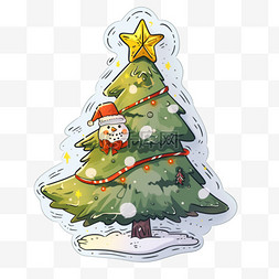 卡通圣诞树标签图片_圣诞节圣诞树卡通手绘免抠元素
