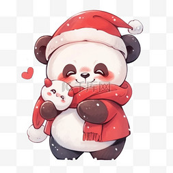 冬天卡通手绘熊猫玩雪元素