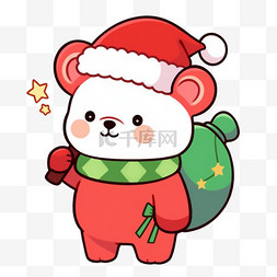 红黑色背景图片_圣诞节圣诞小熊卡通礼物手绘元素