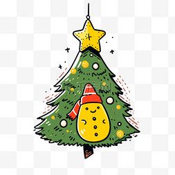 彩色手绘星星图片_圣诞节圣诞树手绘元素卡通