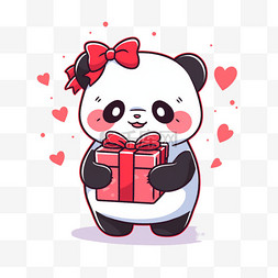 熊猫戴围巾图片_卡通手绘新年可爱熊猫礼盒元素