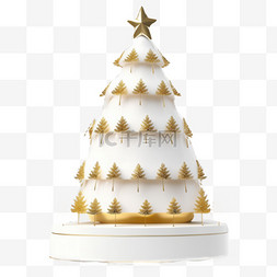新年金色白色圣诞树礼物可爱