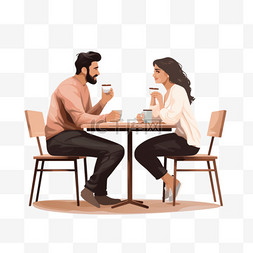 女人和男人在咖啡馆的桌子旁聊天