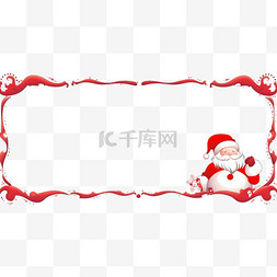 彩色手绘灯图片_圣诞节圣诞卡通边框红色圣诞老人