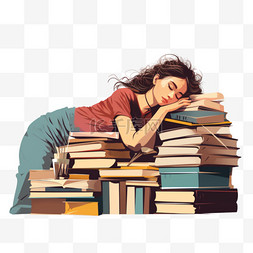 睡觉的女人图片_在书本上睡觉的女人