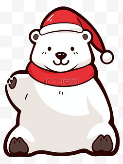 圣诞节北极熊卡通手绘冬天元素