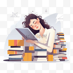 女人的现状图片_在书本上睡觉的女人