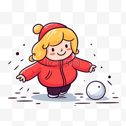滚雪球冬天可爱孩子卡通手绘元素